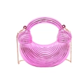 Schicke metallisch-rosa Abendtasche in Halbmondform mit Faltenstruktur und Rundgriff - Lila