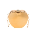 Elegante goldene herzförmige Abendtasche aus Metall mit abnehmbarer Kette für Damen - Herz-/Apfelform / Gold Apfel