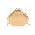 Oktogonale goldene Acryl-Hartschalen-Clutch mit Bienen-Verschluss und Kette - Hexagonaler Stil / Sechseck Gold