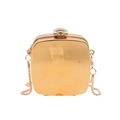 Pochette de soirée carrée dorée élégante avec bandoulière chaîne pour femme - Style Carré Rigide / Carré Acrylique Or