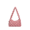 Rosafarbene Plüsch-Einkaufstasche mit grober Strickstruktur für Damen im Herbst Winter - Rosa