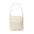 Bolso tipo cubo en lona crema con bordado Hope and future y asa de hombro - Blanco Roto