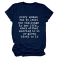 Detail of navy blue crew neck cotton t-shirt featuring a white funny slogan print - S / Navy Blue (White Font)