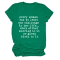 Detail of green cotton T-shirt featuring funny English quote print and soft knit texture - S / Dark Green (White Font)