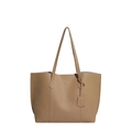 Minimalistische camel kunstlederen shopper, grote capaciteit met gouden modeteksten - Khaki