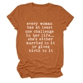 Detailed view of rust orange cotton t-shirt with white quote print and rolled sleeve - S / Burnt Orange (White Font)
