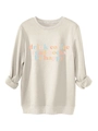 Dettaglio felpa beige con stampa drink coffee read books e finiture a costine - S / Sabbia