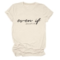 Detail van beige T-shirt met ronde hals en zwarte even if Daniel 3:18 grafische opdruk - S / Zand (Zwart Lettertype)