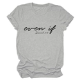 Detailed view of grey crewneck T-shirt with even if script and Daniel 3:18 bible quote - Light Gray (Black Font)