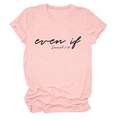 Close-up of pink crewneck T-shirt showing even if Daniel 3:18 text print detail - Pink (Black Print)