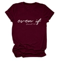 Detail of burgundy cotton crewneck T-shirt with white even if Daniel 3:18 print - Wine Red (White Font)