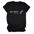 Detail of soft black crewneck t-shirt with white even if Daniel 3:18 text print - Black (White Font)