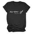 Close-up of charcoal gray crew neck t-shirt with white even if Daniel 3:18 print - Heather Gray (White Font)