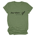 Detailed view of even if Daniel print on dark green cotton crewneck t-shirt fabric - Olive Green (Black Font)