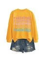 Close-up of bright yellow crewneck sweatshirt with colorful radiology graphic print - S / Yellow Sweatshirt (Color Graphic)
