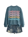 Detail of radiology colorful gradient print on long-sleeved casual sweatshirt top - S / Blue Sweatshirt (Color Graphic)