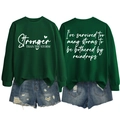 Front and back view of dark green sweatshirt with Stronger Than The Storm lettering - S / Dark Green (White Font)