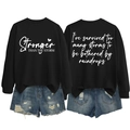 Front and back view of black sweatshirt with Stronger Than The Storm text print - S / Black (White Font)