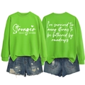 Front and back view of neon green sweatshirt with Stronger Than The Storm lettering - S / Neon Green (White Font)
