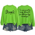 Neon green sweatshirt with back text print and ripped blue denim shorts flat lay - S / Neon Green (Black Font)