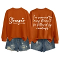 Orange sweatshirt with Stronger Than The Storm lettering and distressed denim shorts set - S / Burnt Orange (White Font)