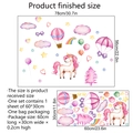 Pegatinas de pared de unicornio y arcoíris con nubes rosas para decoración de cuarto infantil - 30*60cm