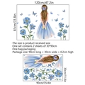 Detaillierte Größenangaben für Wandtattoo mit blauem Mädchen und Schmetterling-Blumen-Motiv - Aquarell Blaues Kleid Mädchen Floral (MS4190-ZC) / 30x90cm