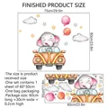 Cartoon elephant car with clouds and stars wall stickers for kids room decor - 30*60cm