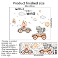 Cartoon animal car wall stickers with cloud and star decor, 90x70cm finished size - 30*90cm