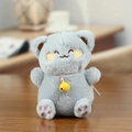 Llavero de gato de la fortuna gris de peluche con cascabel y detalles bordados - Forma de Gato / Gris