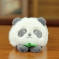 Süßer Panda-Plüschanhänger in Grau und Weiß mit weichem Fell und grünem Blatt - Grau / Ca. 8cm