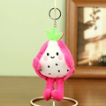 Porte-clés peluche fruit du dragon rose avec visage souriant et détails brodés - Fruit / Environ 13cm