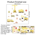 Stickers muraux de chantier avec pelleteuse et grue pour décoration chambre enfant - 30*90cm