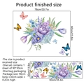 Peony and butterfly wall decal set with purple flowers and green leaves for home decor - 30*90cm