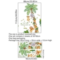 Cartoon forest animals and palm tree wall stickers with study hard quote set - 30x90cm