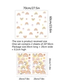 Vue détaillée des stickers arc-en-ciel avec dimensions et mise en page pour enfants - 30cmx20cm