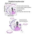 Floral moon girl wall decals with butterflies and clouds for nursery room decor - 30*60cm