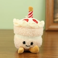 Cute pink plush cupcake keychain with soft faux fur, embroidered strawberries and legs - 13cm / Pink