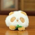 Süßer Panda-Plüsch-Anhänger mit weiß-braunem Fell und grünem Bambusblatt-Detail - Braun / Ca. 8cm