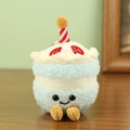 Cute light blue plush cake keychain with strawberry candle decoration and smiling face - 13cm / Light Blue