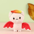 Llavero de peluche de murciélago rosa con alas rojas y detalles bordados - Aproximadamente 13cm / Rojo