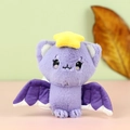 Llavero de murciélago de peluche violeta con estrella amarilla y bordado suave - Aproximadamente 13cm / Púrpura