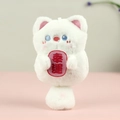 Portachiavi gatto di peluche bianco con pelo soffice e ciondolo portafortuna rosso - Felicità / Circa 15cm