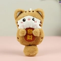 Portachiavi tigre di peluche marrone e bianco con ciondolo rosso portafortuna - Fortuna / Circa 15cm