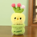 Portachiavi pulcino giallo in peluche a forma di vaso con ricamo FLOWER sulla base - Circa 15cm / Pollo
