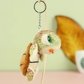 Simpatico portachiavi tartaruga di peluche verde con occhi grandi e clip in metallo - Marrone