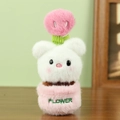 Portachiavi in peluche con coniglio bianco in vaso di fiori e ricamo FLOWER - Circa 15cm / Coniglio