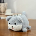 Simpatico portachiavi a forma di criceto grigio in morbido peluche con anello - Grigio