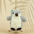 Süßer grauer Plüsch-Pinguin Anhänger aus Kunstfell mit goldenem Metall-Schlüsselring - Grau