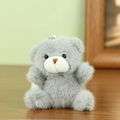 Schattige grijze teddybeer pluche sleutelhanger met zacht bont en zilveren ketting - Grijze Beer